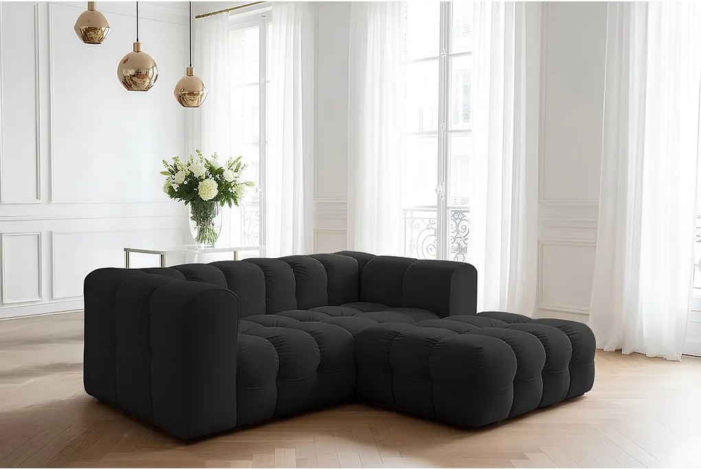 Narożnik Baloo L mini, do salonu, tkanina Tiffany, prawy, czarny