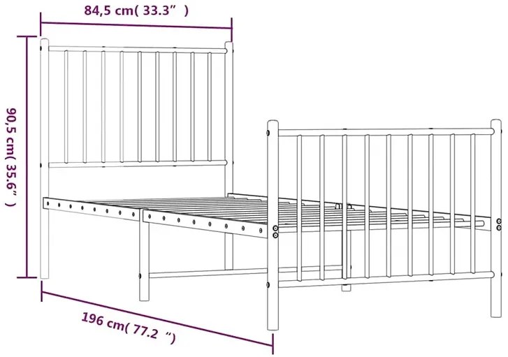 Czarne metalowe łózko pojedyncze 80x200 cm - Romaxo