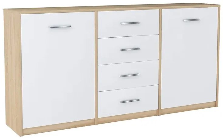 Komoda z 4 szufladami dąb sonoma + biały L9-S58