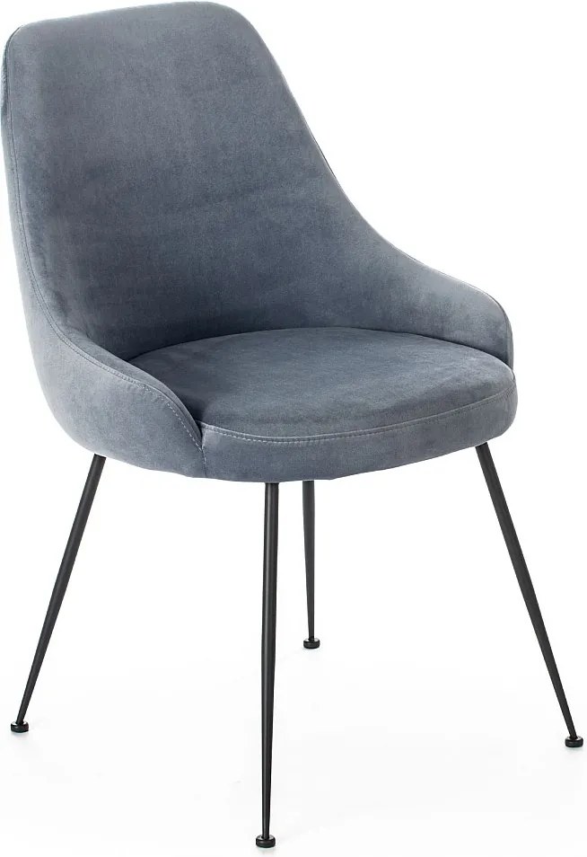 Nowoczesne krzesło tapicerowane "Alyssa" welurowe, kolor aqua grey, 49,5x48,5 cm, 80h