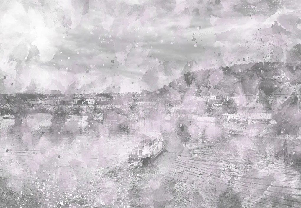 Fototapeta - Miasto, akwarela (196x136 cm)