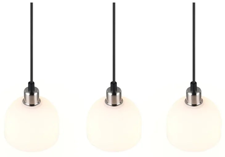Lampa wisząca w biało-srebrnym kolorze ze szklanym kloszem Molly – Trio