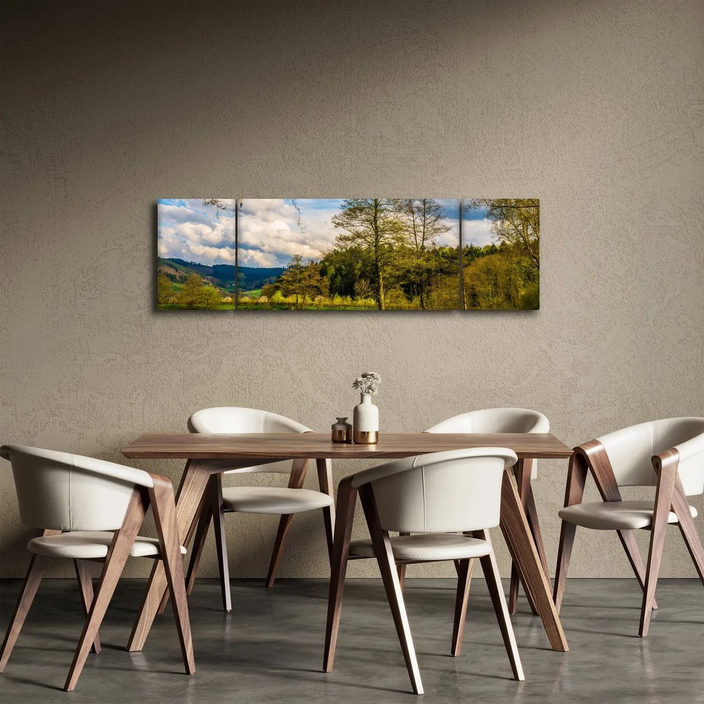 Obraz łodzi nad jeziorem (170x50 cm)