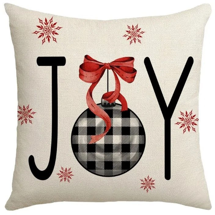 Świąteczna poszewka na poduszkę JOY 45x45 cm, beż