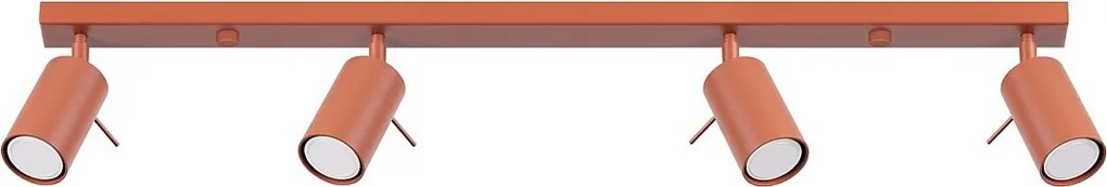 Lampa Sufitowa Nowoczesny Ring, Stal - 4 Źródło - L.81 X H.17 Cm - Ochra Czerwona