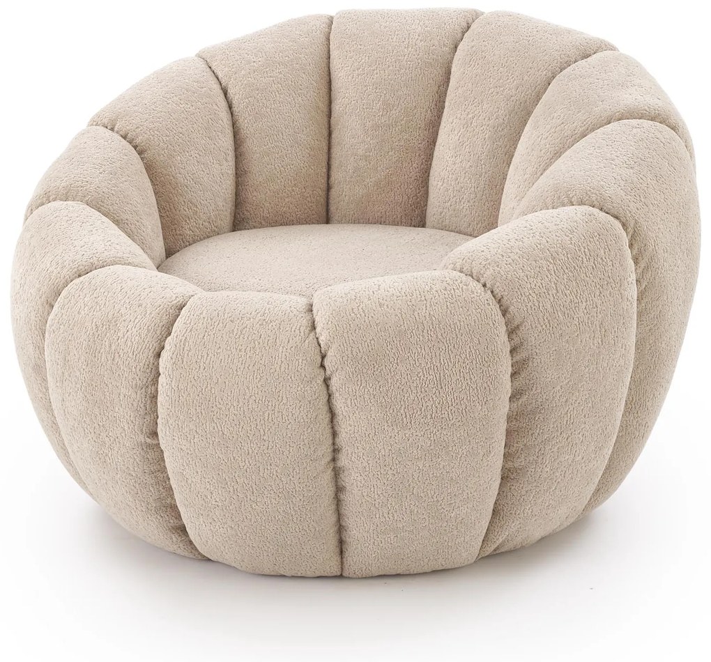 GASPAR 2 fotel wypoczynkowy siedzisko beżowy komfortowy tkanina pufa