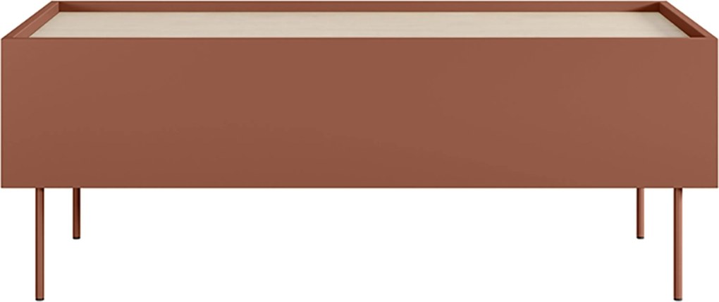 Stolik kawowy Desin 120 cm z szufladami - ceramic red / dąb nagano