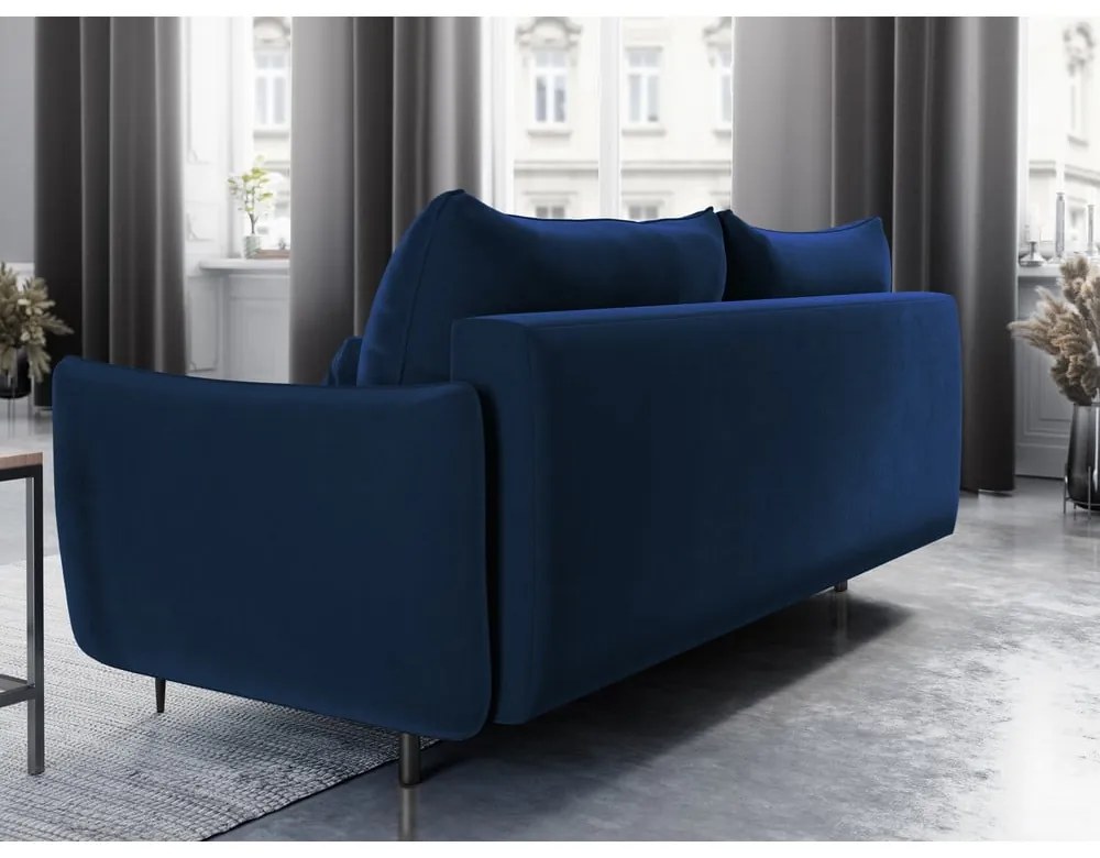 Ciemnoniebieska sofa rozkładana ze schowkiem Cosmopolitan Design Vermont