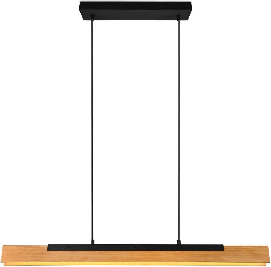 Lampa wisząca LED w kolorze matowej czerni z drewnianym kloszem Kerala – Trio