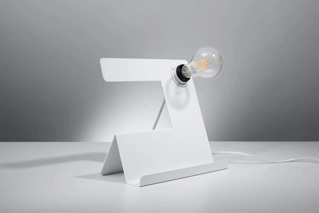 Biała industrialna lampka stołowa - EX562-Oliban