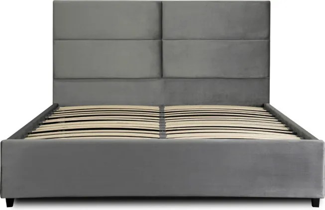 Łóżko Tapicerowane 160x200 cm ze Stelażem Dwuosobowe TULSA Welurowe Szare