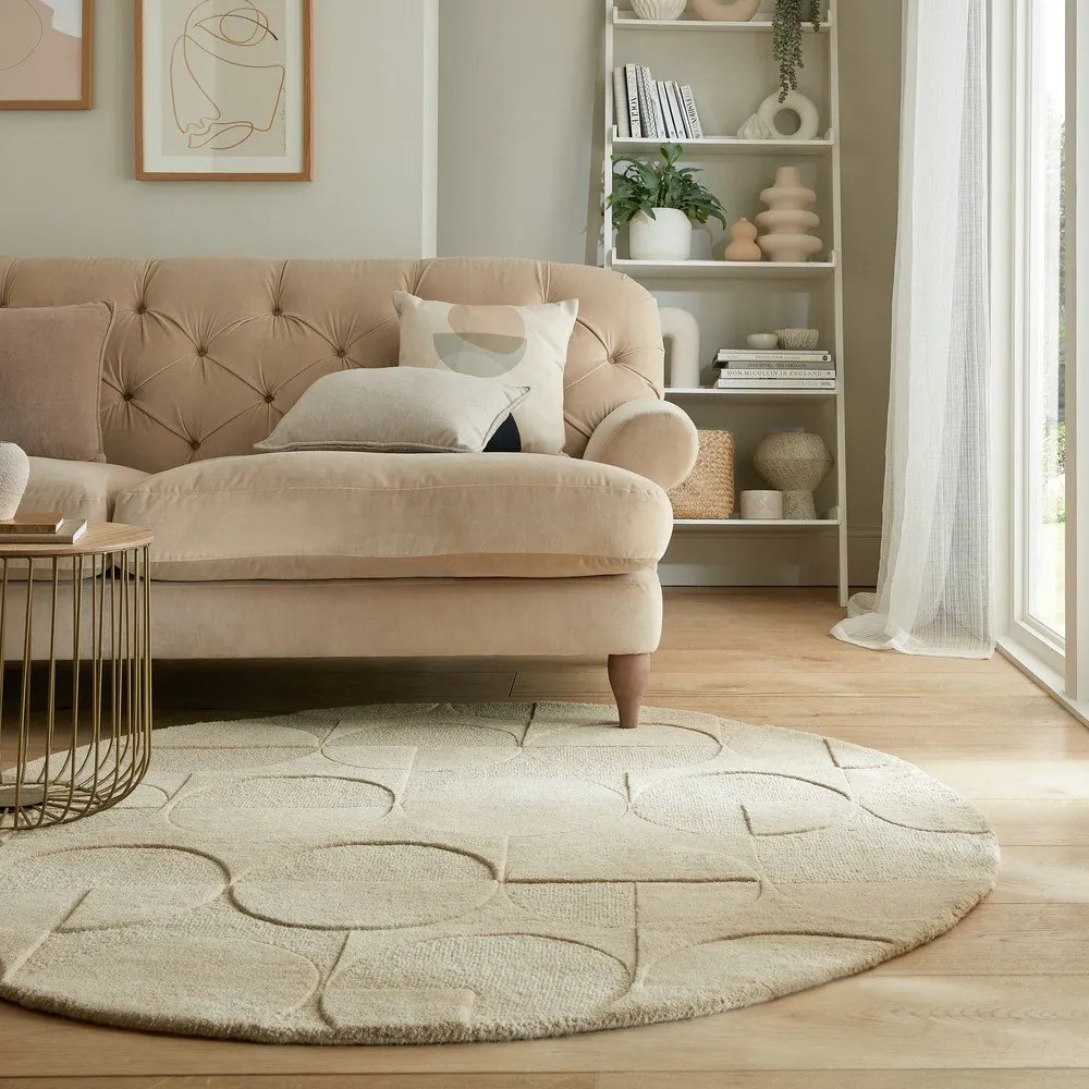 Beżowy okrągły dywan wełniany ø 160 cm Gigi – Flair Rugs