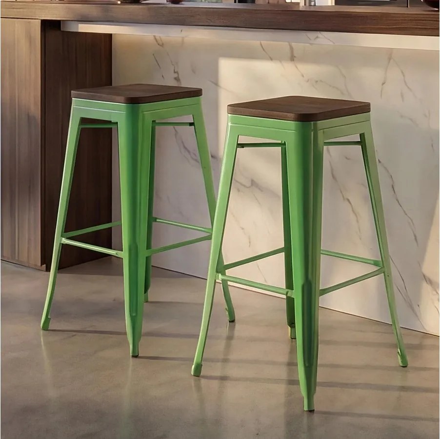 Stołek barowy MCW-A73 (zestaw 2 szt.),  Zielony