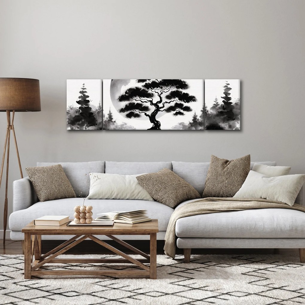 Obraz – Czarno-biały bonsai (170x50 cm)