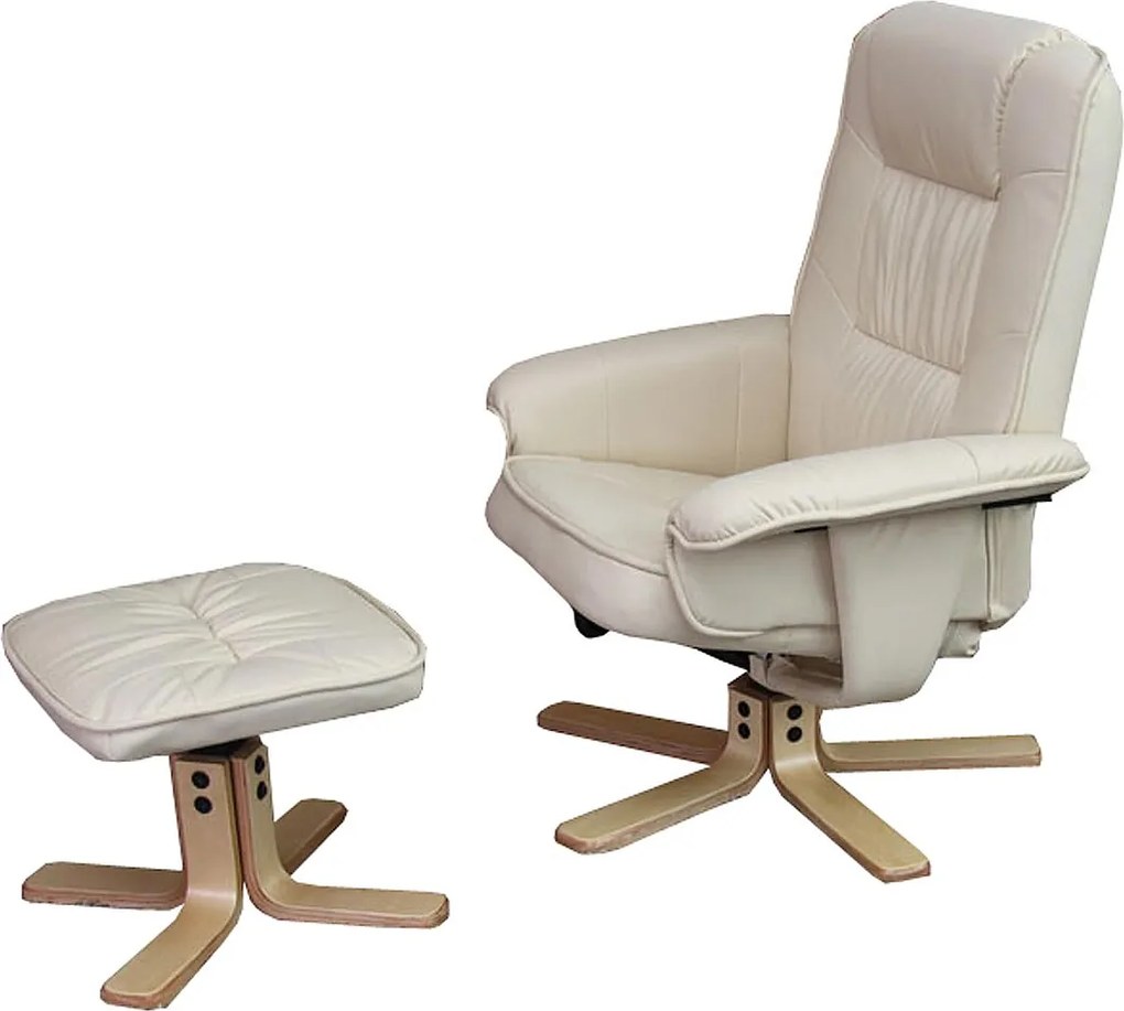 Fotel relaksacyjny H56 z podnóżkiem,  kremowy