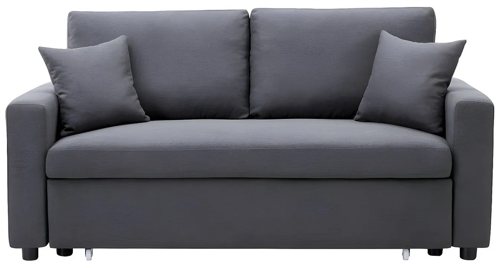 Kanapa 3-osobowa INIZOR z tkaniny, rozkładana – kolor antracytowy