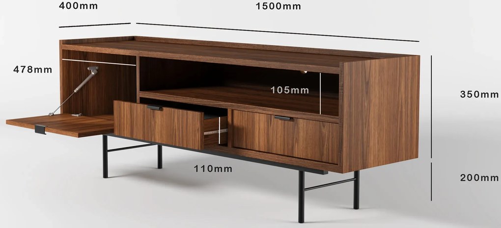 Szafka RTV na nóżkach 150 cm orzech warmia H3-P37