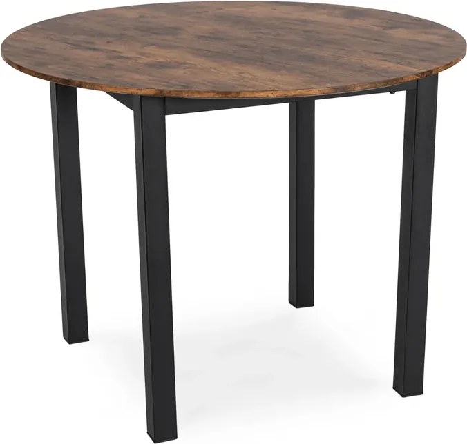 Stół Okrągły TEO 100 cm Dąb Rustykalny/Czarny do Jadalni Salonu Nowoczesny Loft