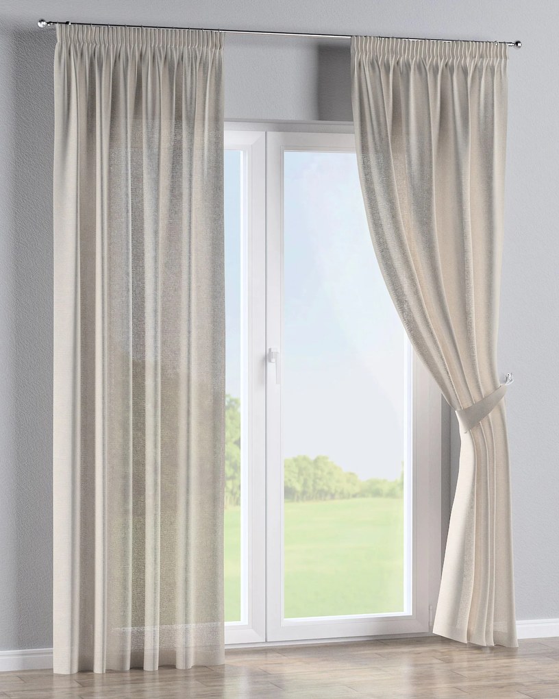 Zasłona na taśmie marszczącej 1 szt. kolor beżowy tkanina półprzezroczysta, strukturalna