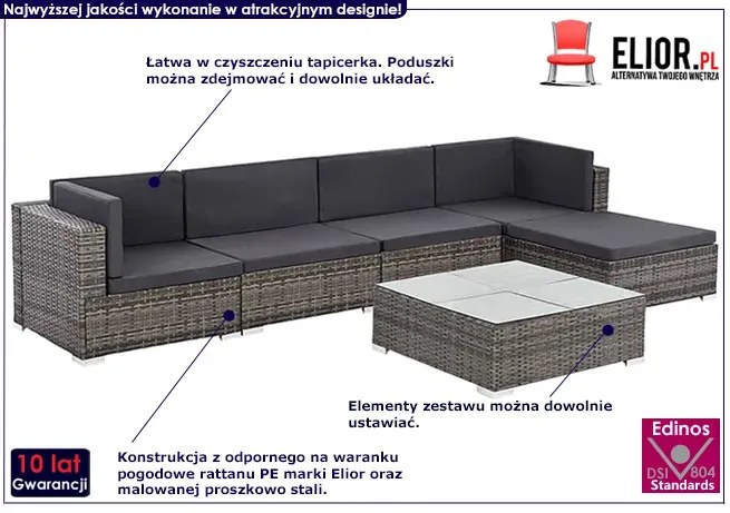 Szare meble wypoczynkowe na taras - Merido 6A
