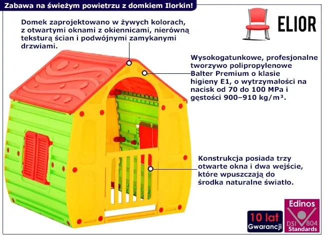 Kolorowy domek ogrodowy z drzwiczkami Ordeo