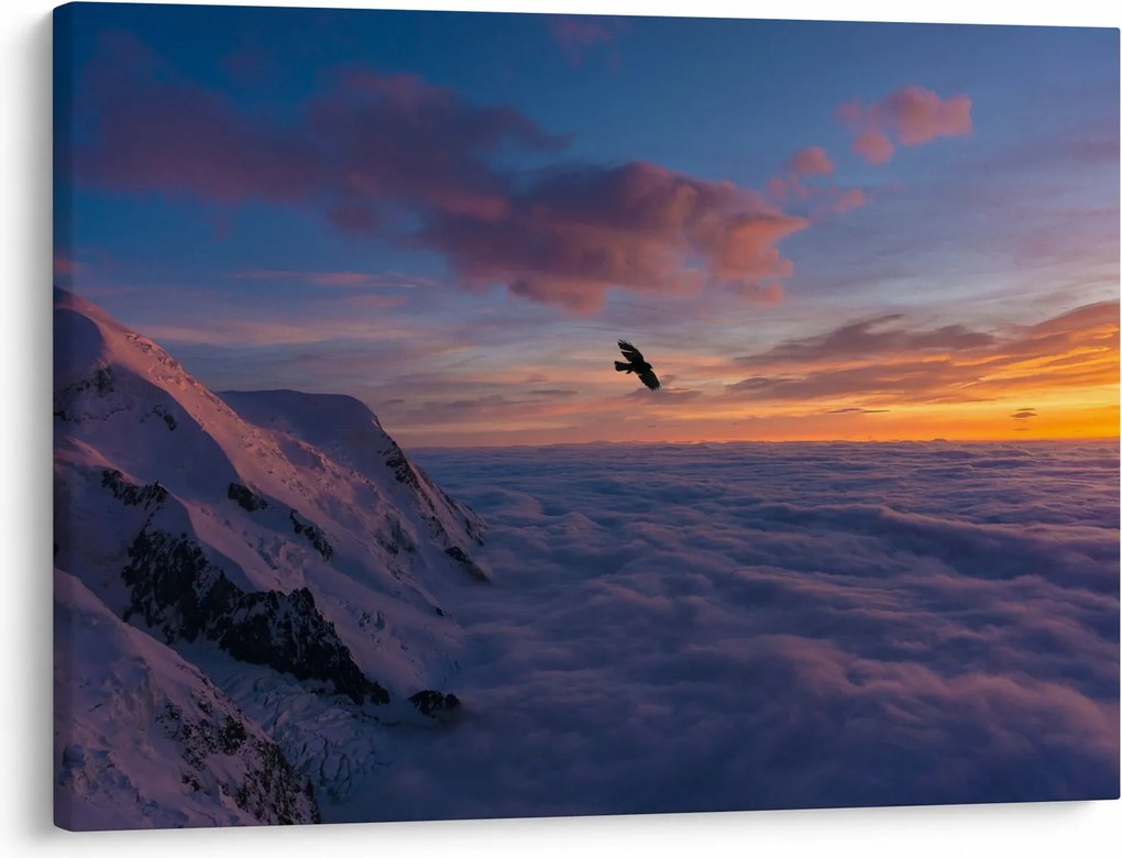 Obraz o zachodzie słońca, Mt. Blanc (70x50 cm)
