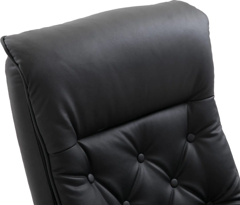 HOMCOM Krzesło TV z podnóżkiem tapicerowane fotel obrotowy 145° odchylany