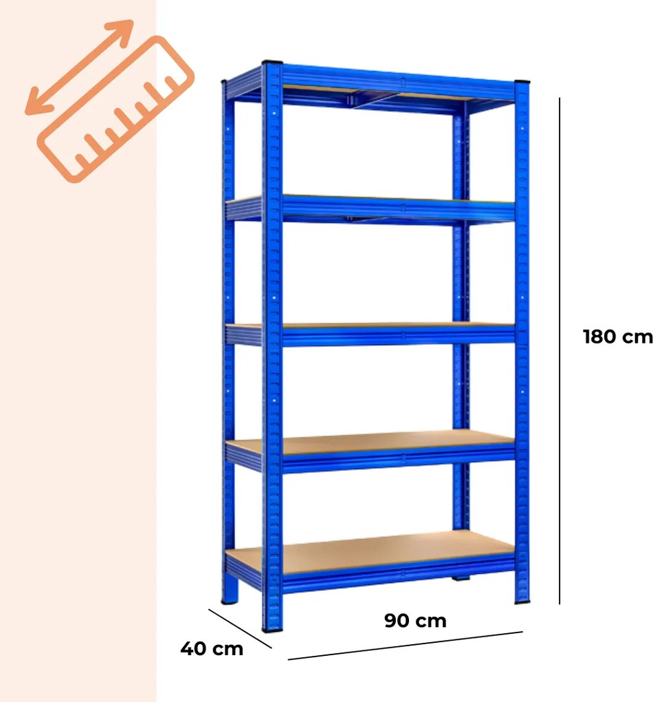 Regał o dużej nośności HEAVY, maks. 875kg, 90x40x180cm, niebieska Monzana