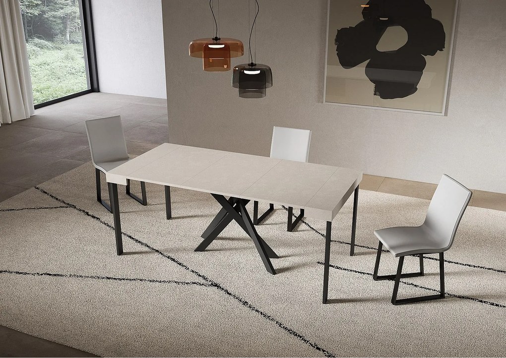 Saki Mały rozkładany stolik konsolowy z kaszmiru 90x40/196 cm z nogami w kolorze antracytowym