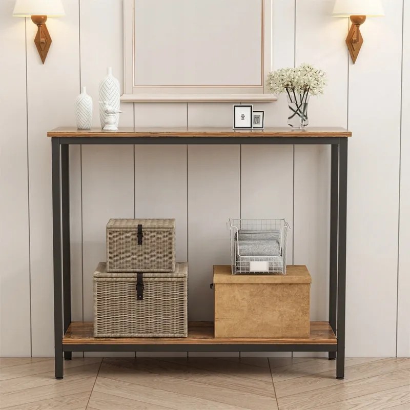 Regał z półką – styl loft industrialny, rustykalny brąz, szafka 100 cm