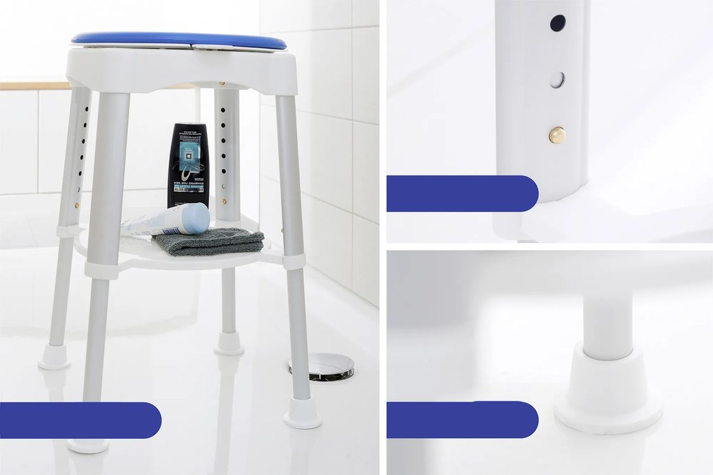 Taboret pod prysznic, obrotowe siedzisko, wys. 41,5-59 cm