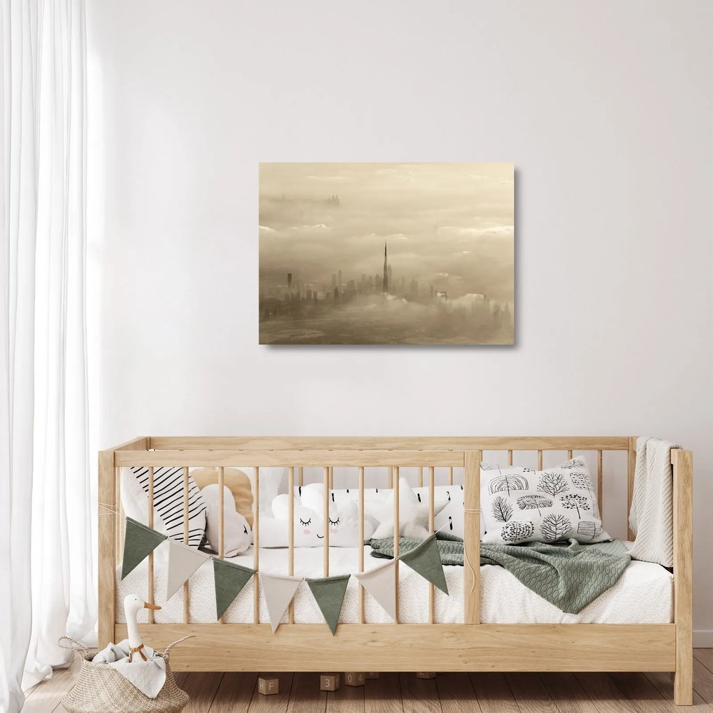 Obraz na szkle miasta w chmurach (70x50 cm)