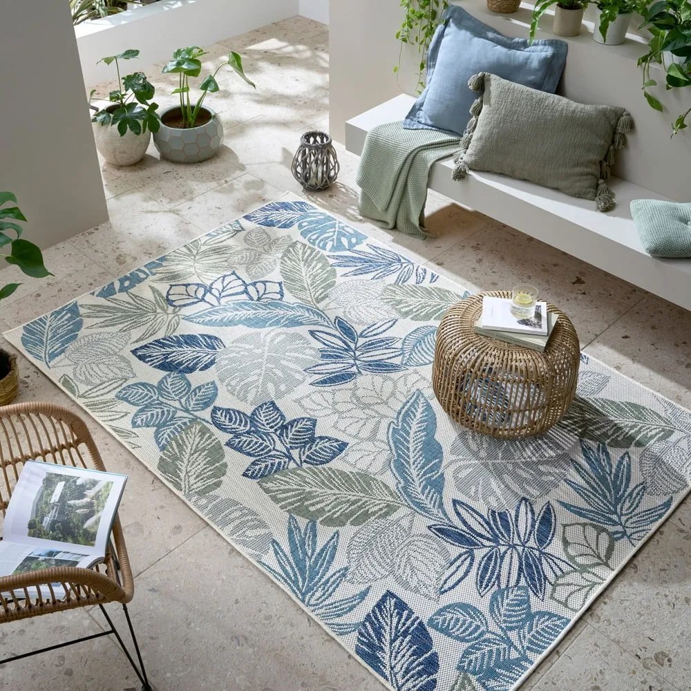 Zielono-niebieski dywan odpowiedni na zewnątrz 200x290 cm Bella Leaf – Flair Rugs