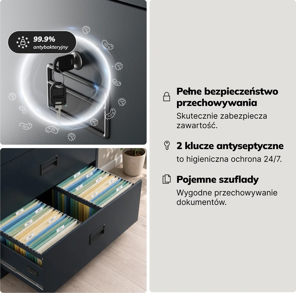 Szafa kartotekowa metalowa z 5 szufladami antracytowa, 900x1620x600 mm: SARA XL V5