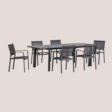 Zestaw Rozkładanego Stołu Prostokątnego Starmi O Wymiarach 180x240-100 Cm I 6 Składanych Aluminiowych Krzeseł - Sklum