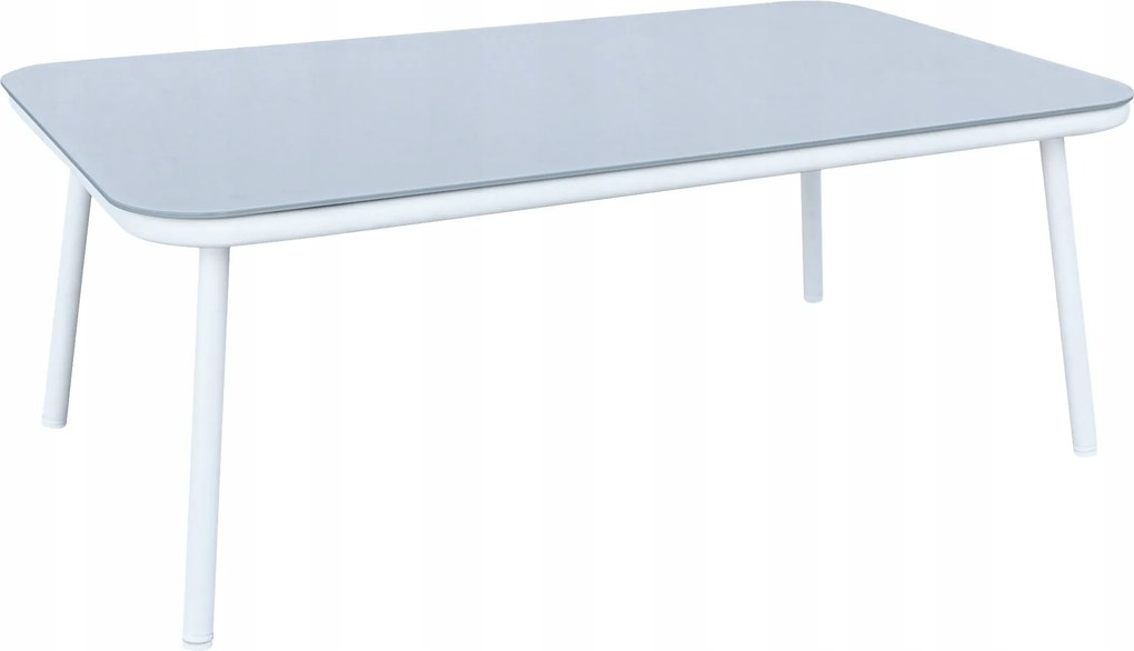 Zestaw mebli ogrodowych szary aluminium sofa fotele stolik sznurowanie