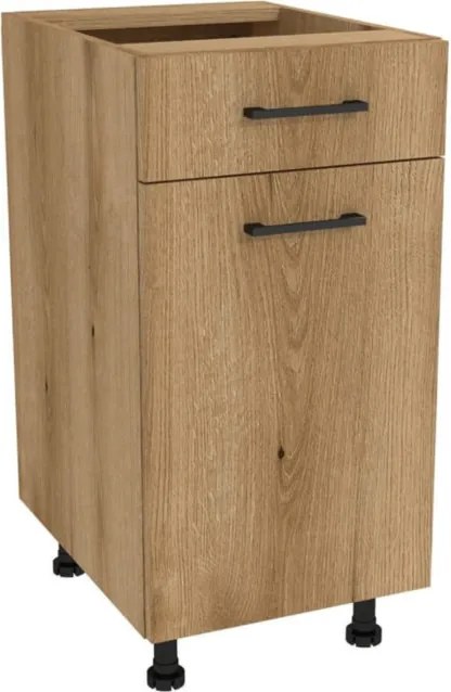 Zestaw Mebli Kuchennych MODERN 170 cm Czarny/Dąb Evoke Ryflowany Loftowy