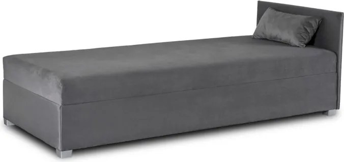 Łóżko Tapczan Młodzieżowe KARO 2 90x200 cm Pojedyncze Szare Welurowe