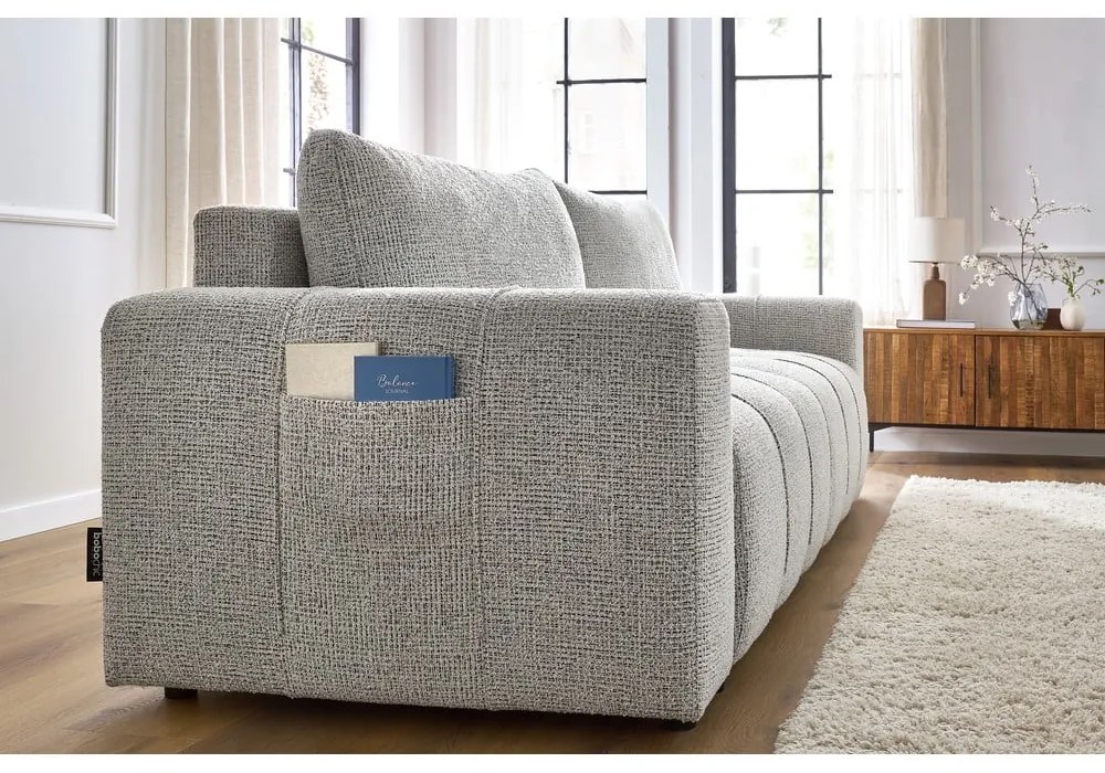 Jasnoszara rozkładana/ze schowkiem sofa 248 cm Arsene – Bobochic Paris
