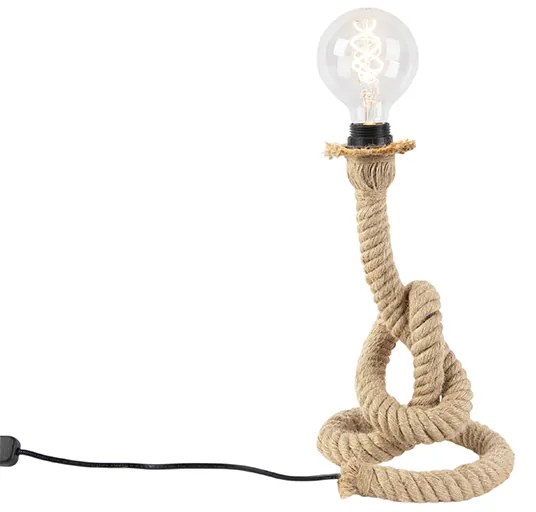 Wiejska lampa stołowa brązowa lina - RopaWiejski/ Rustykalny / Vintage Oswietlenie wewnetrzne