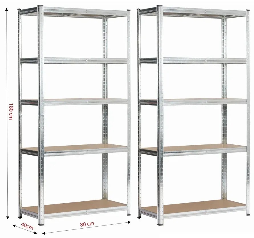 Srebrny zestaw 2 metalowych regałów - Filove 6X