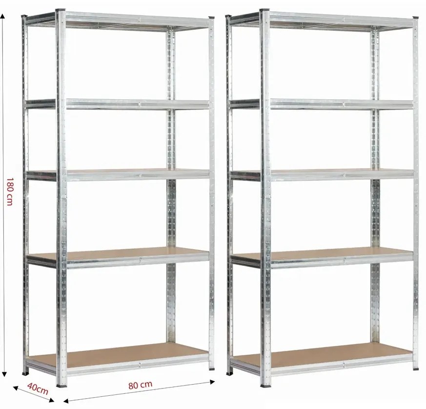 Srebrny zestaw 2 metalowych regałów N8-L86