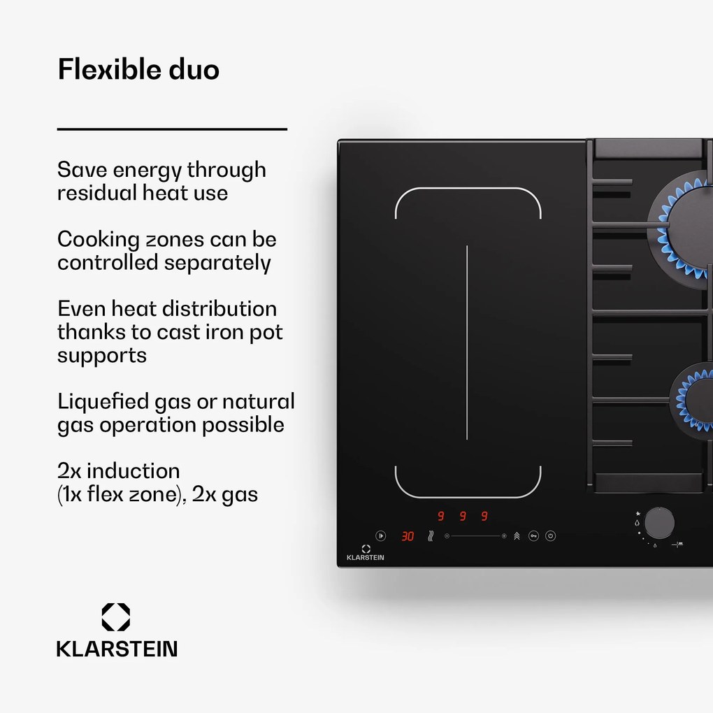 Klarstein MultiChef 4 płyta indukcyjna i gazowa, 4 strefy gotowania