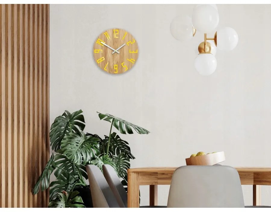 Zegar na ścianę nowoczesny drewniany z dużymi cyframi okrągły cichy loft