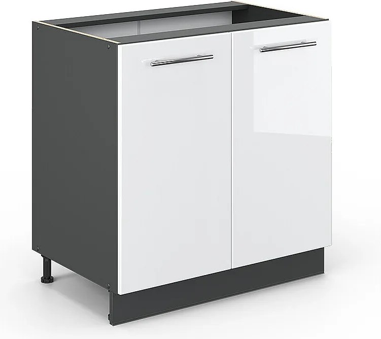 Szafka pod zlew biały wysoki połysk 80x51.6x82 fame-line