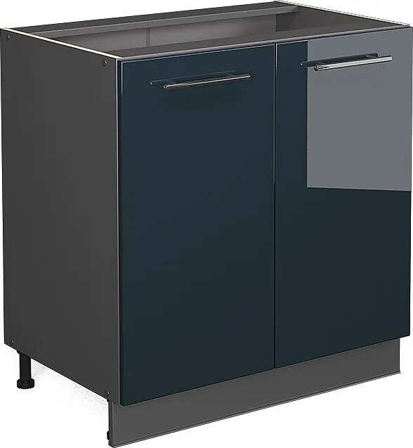 Szafka pod zlew ciemnoniebieski wysoki połysk 80x51.6x82 fame-line