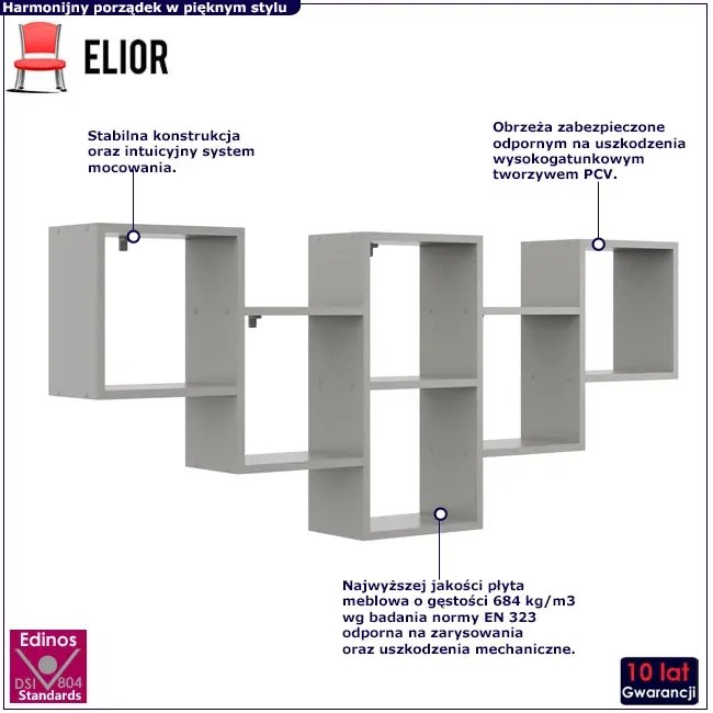 Szara Nowoczesna Wisząca Półka Na Książki W4-C62