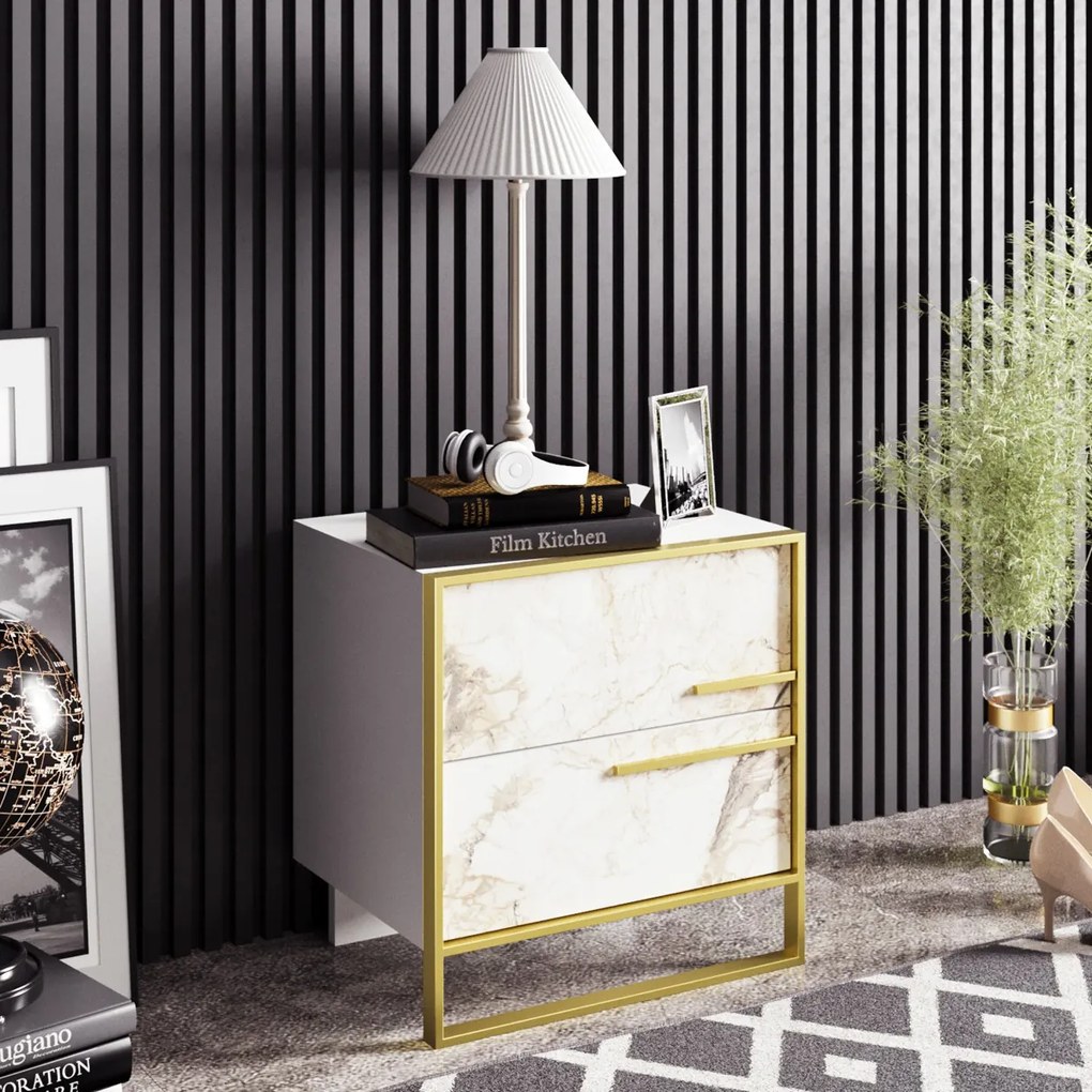 Stolik nocny Polka White