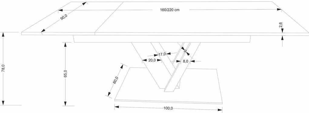 Prostokątny rozkładany stół do salonu  K3-R74
