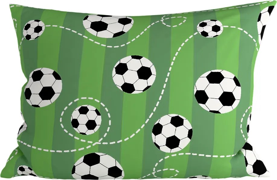 Poszewka na poduszkę z polibawełny FOOTBALL TIME POLY 70x90 cm, zielona